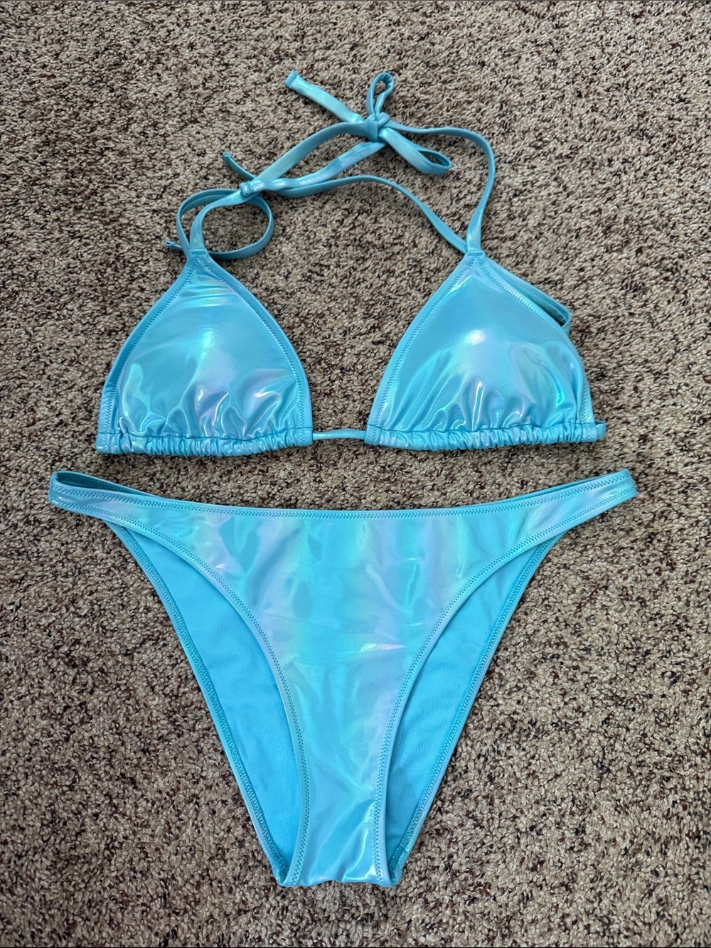 aerie Iridescent Light Blue Bikini Set